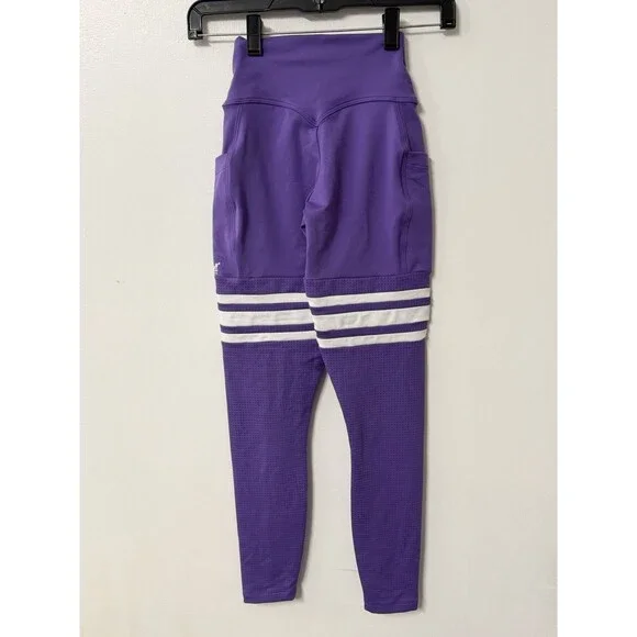 Bombshell Sportswear Purple High Rise Pocket Leggings XS Thigh Stripe Compressio - Picture 7 of 11